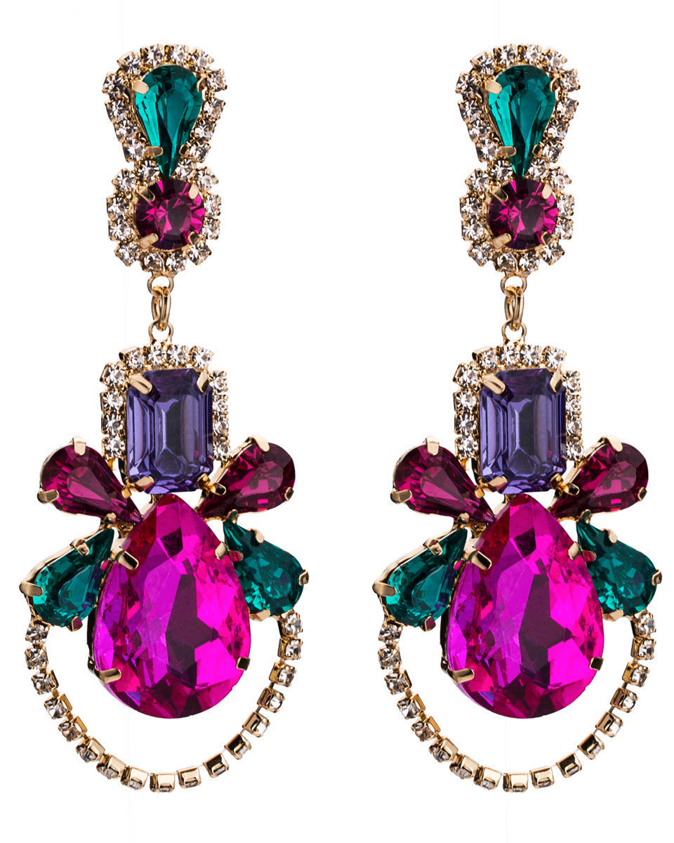 Large Rhinestone Drop Earrings