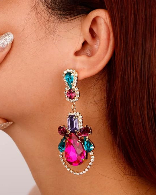 Large Rhinestone Drop Earrings