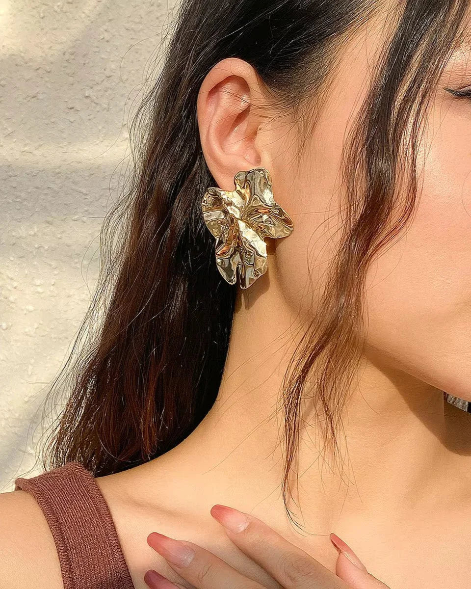 Chunky Geometric Large Statement Flower Earrings