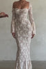 Long Sleeve Sweetheart Contrast Lace Maxi Dress