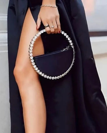 Top Handle Round Diamond Clutch Bag