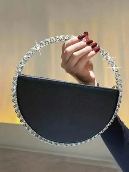 Top Handle Round Diamond Clutch Bag