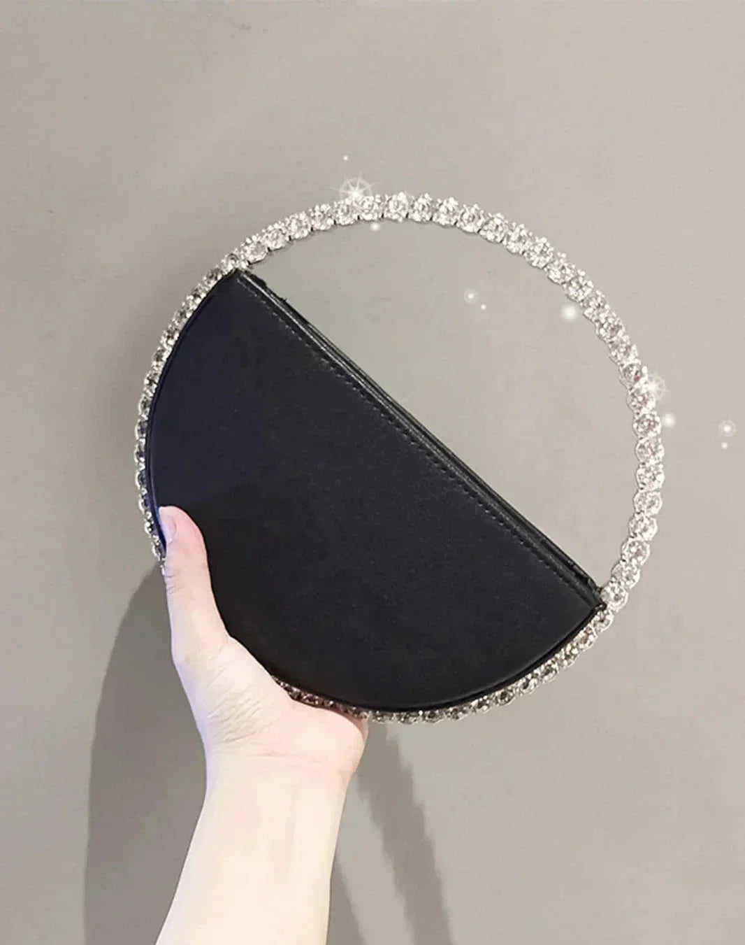 Top Handle Round Diamond Clutch Bag