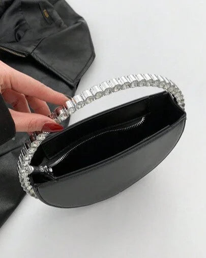 Top Handle Round Diamond Clutch Bag