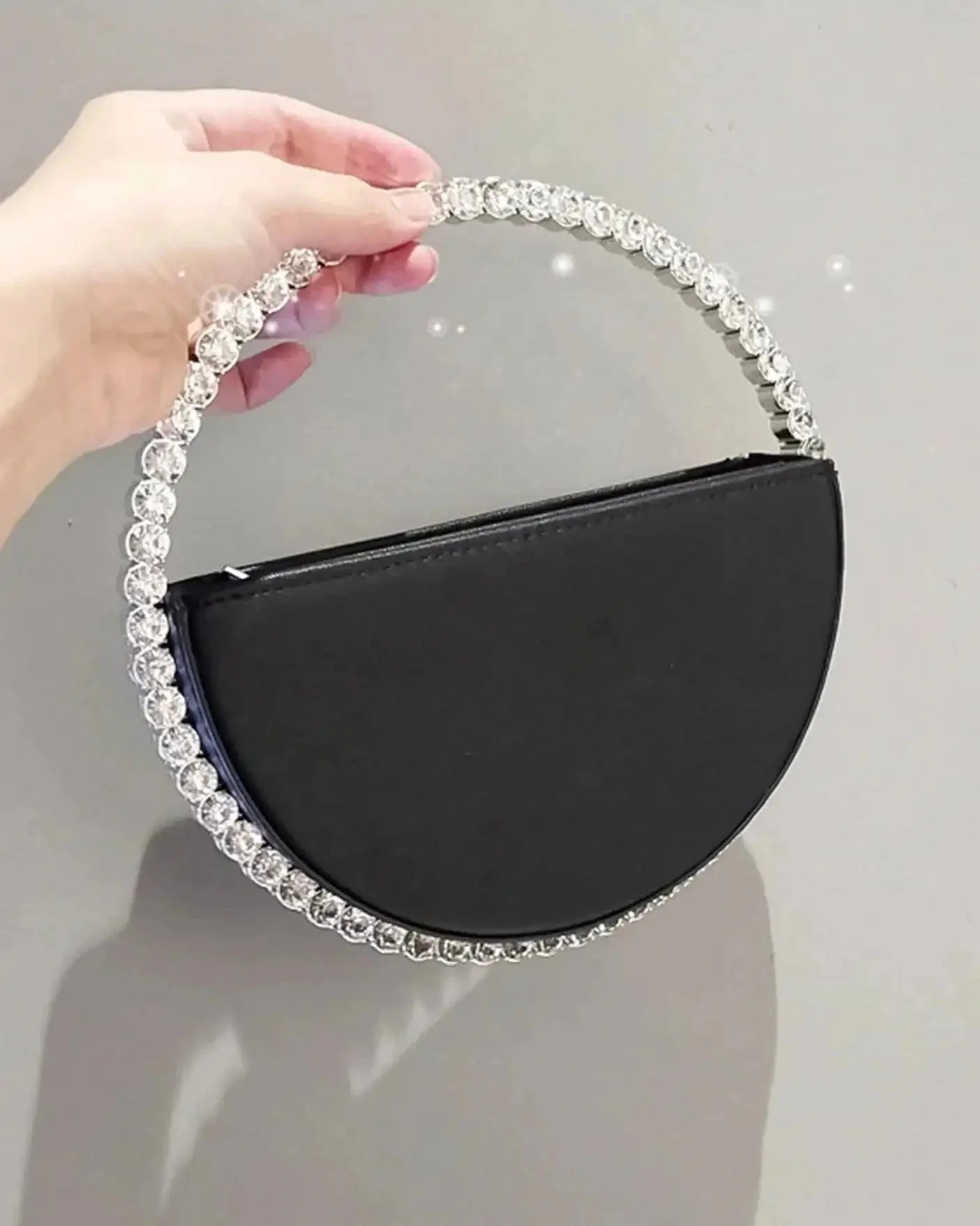 Top Handle Round Diamond Clutch Bag