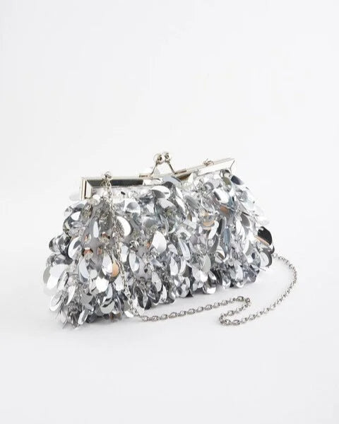 Sparkly Sequins Clutch Bag w/ Chain Strap