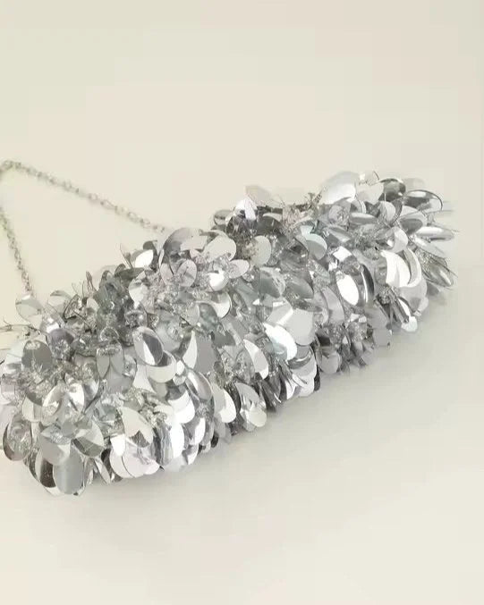 Sparkly Sequins Clutch Bag w/ Chain Strap